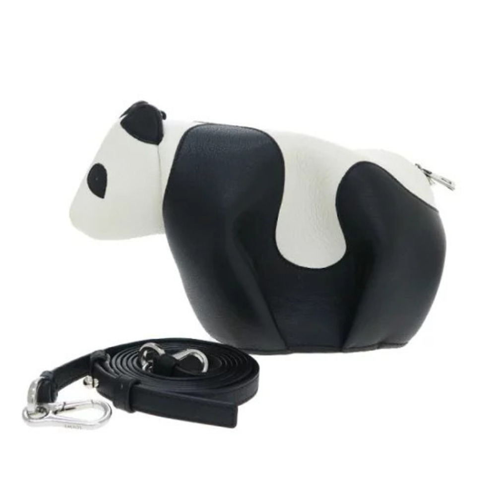 Loewe Panda Leather Shoulder Bag Black White